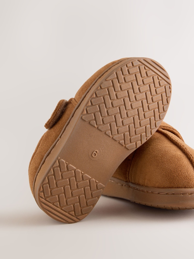 Tan Brown Warm Lined Touch Fastening Cupsole Slippers - Image 5 of 5 Tan Brown Warm Lined Touch Fastening Cupsole Slippers - Image 5 of 5