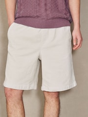 Ecru - EDIT Corduroy Drawstring Waist Shorts - Imaginea 1 din 6