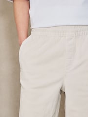 Ecru - EDIT Corduroy Drawstring Waist Shorts - Imaginea 4 din 6