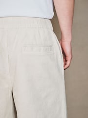 Ecru - EDIT Corduroy Drawstring Waist Shorts - Imaginea 5 din 6