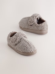 Neutral Borg Warm Lined Touch Fastening Cupsole Slippers - Image 1 of 6