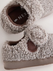 Neutral Borg Warm Lined Touch Fastening Cupsole Slippers - Image 4 of 6
