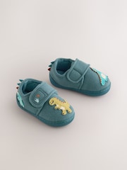 Teal Dino Touch Fastening Cupsole Slippers - Image 1 of 5