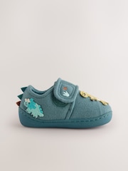 Teal Dino Touch Fastening Cupsole Slippers - Image 2 of 5