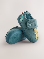 Teal Dino Touch Fastening Cupsole Slippers - Image 3 of 5
