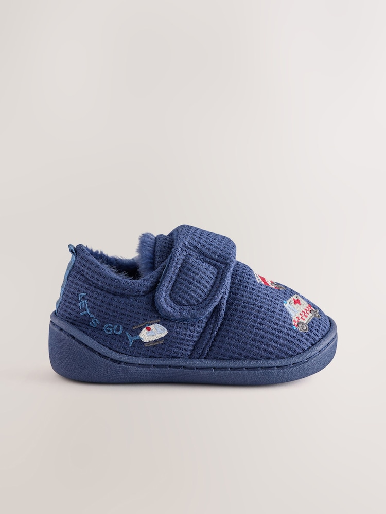 Navy Transport Touch Fastening Cupsole Slippers - Image 2 of 5