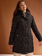 Lipsy Black Shower Resistant Midweight Longline Padded Coat (5-16yrs) - Image 1 of 6