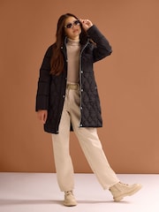 Lipsy Black Shower Resistant Midweight Longline Padded Coat (5-16yrs) - Image 3 of 6
