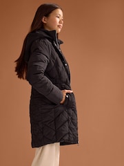 Lipsy Black Shower Resistant Midweight Longline Padded Coat (5-16yrs) - Image 4 of 6