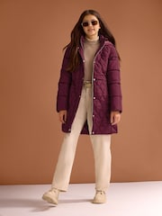 Lipsy Berry Red Shower Resistant Midweight Longline Padded Coat (5-16yrs) - Image 3 of 6