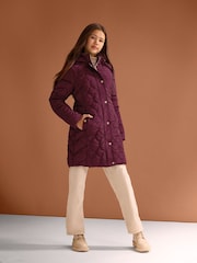 Lipsy Berry Red Shower Resistant Midweight Longline Padded Coat (5-16yrs) - Image 4 of 6