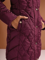 Lipsy Berry Red Shower Resistant Midweight Longline Padded Coat (5-16yrs) - Image 5 of 6