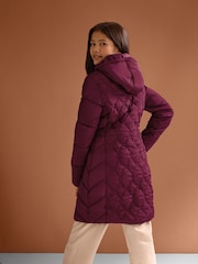 Lipsy Berry Red Shower Resistant Midweight Longline Padded Coat (5-16yrs) - Image 6 of 6