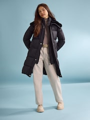Lipsy Black Shower Resistant Midweight Longline Quilted Belted Puffer Coat (5-16yrs) - Image 3 of 6