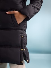 Lipsy Black Shower Resistant Midweight Longline Quilted Belted Puffer Coat (5-16yrs) - Image 5 of 6