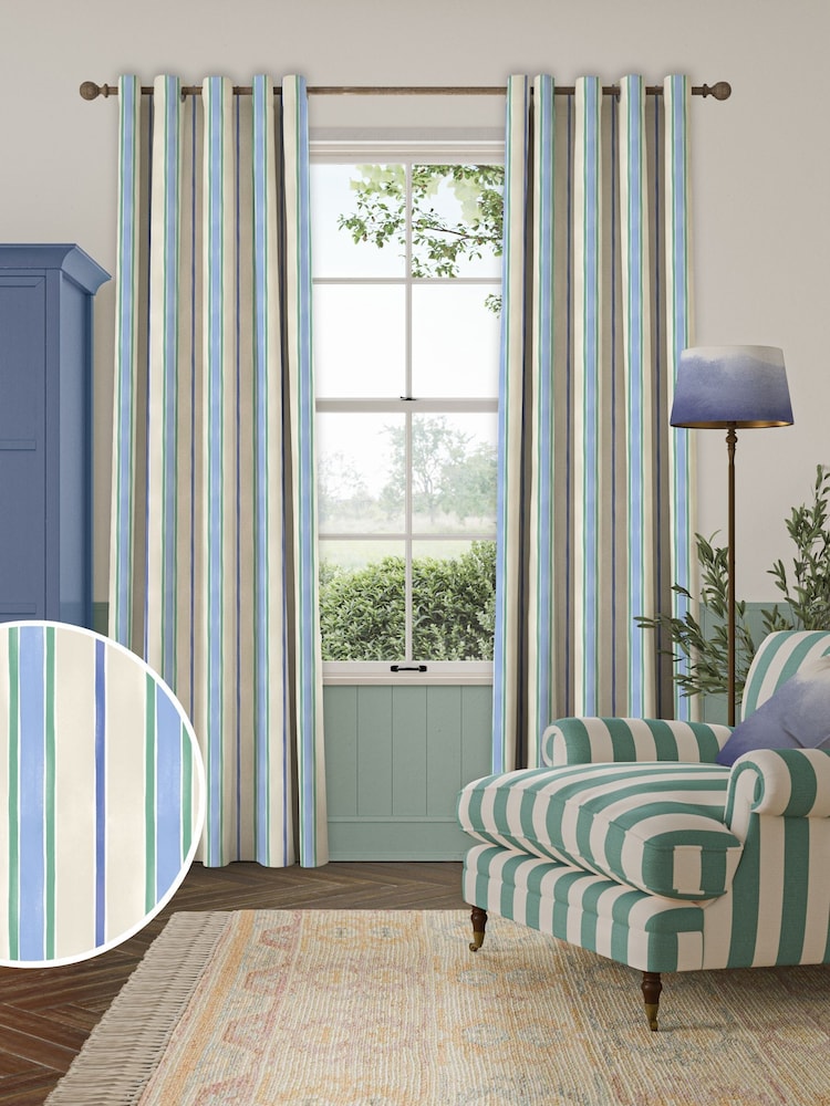 Bluebellgray Atlantic Seaside Stripe Made to Measure Curtains - Image 1 of 9