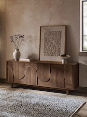 Dark Natural Arches Mango Wood Effect Extra Large Sideboard - Image 2 of 10
