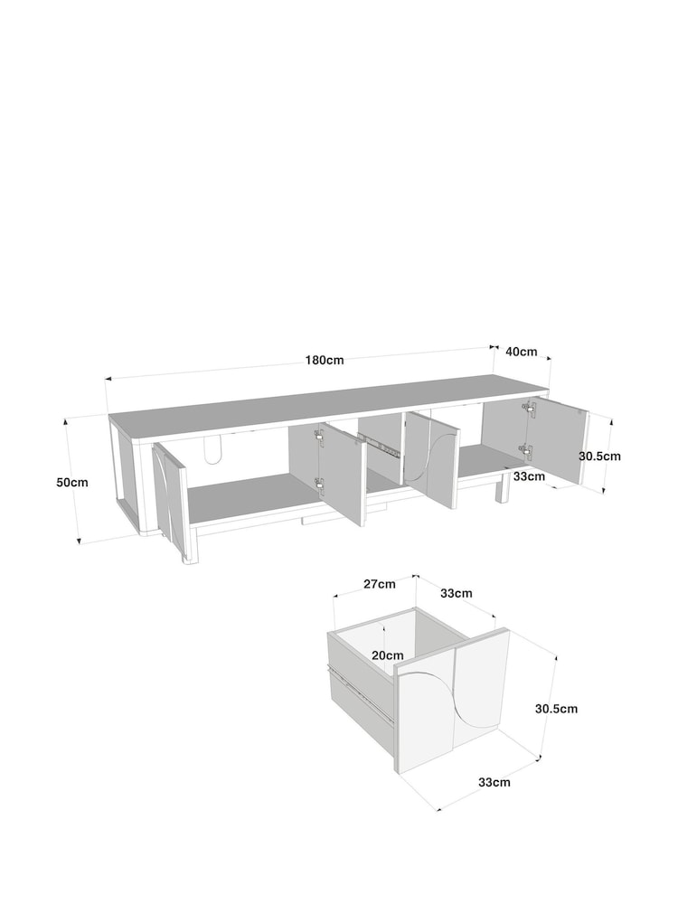 Dark Natural Arches Mango Wood Effect Up to 80 inch TV Unit - Image 5 of 5