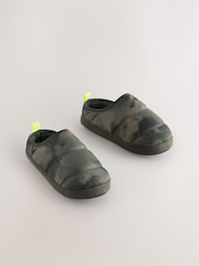 Khaki Camo Warm Lined Slipper Mules - Image 1 of 5