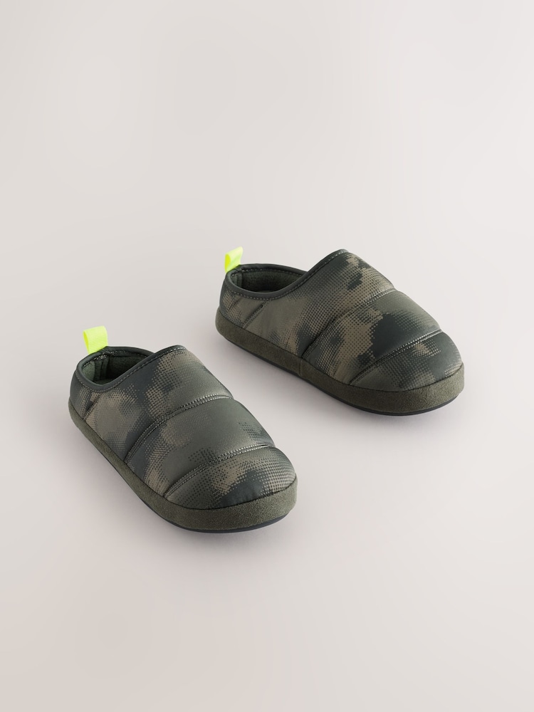 Khaki Camo Warm Lined Slipper Mules - Image 1 of 5 Khaki Camo Warm Lined Slipper Mules - Image 1 of 5