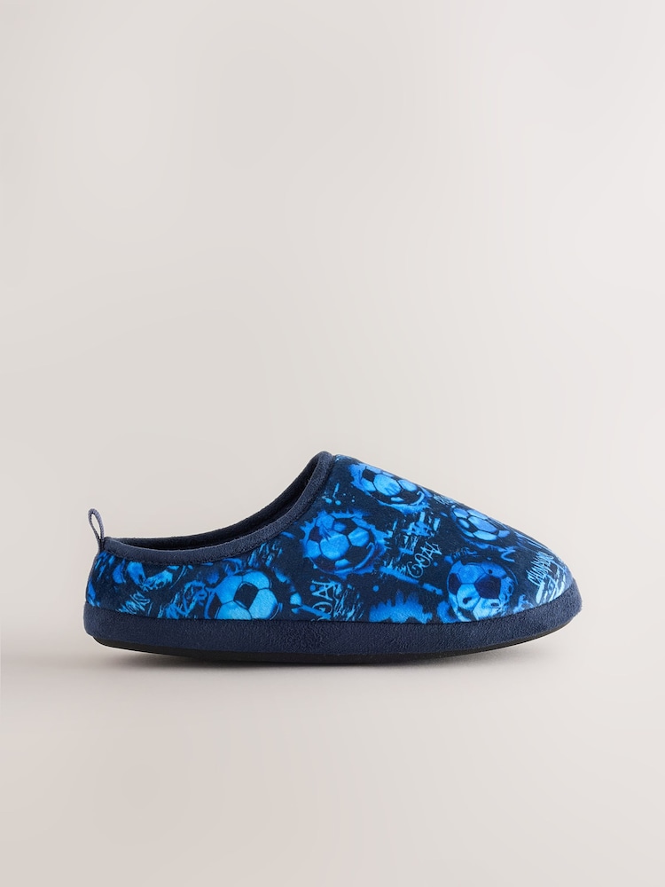 Blue Football Warm Lined Slipper Mules - Image 2 of 5 Blue Football Warm Lined Slipper Mules - Image 2 of 5