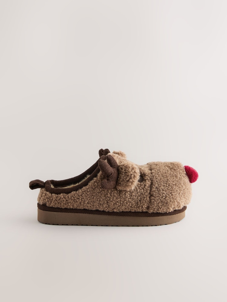 Brown Reindeer Novelty Slippers - Image 2 of 5