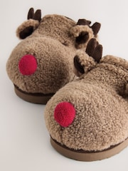 Brown Reindeer Novelty Slippers - Image 3 of 5