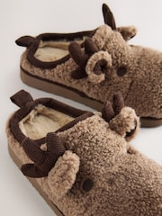 Brown Reindeer Novelty Slippers - Image 4 of 5