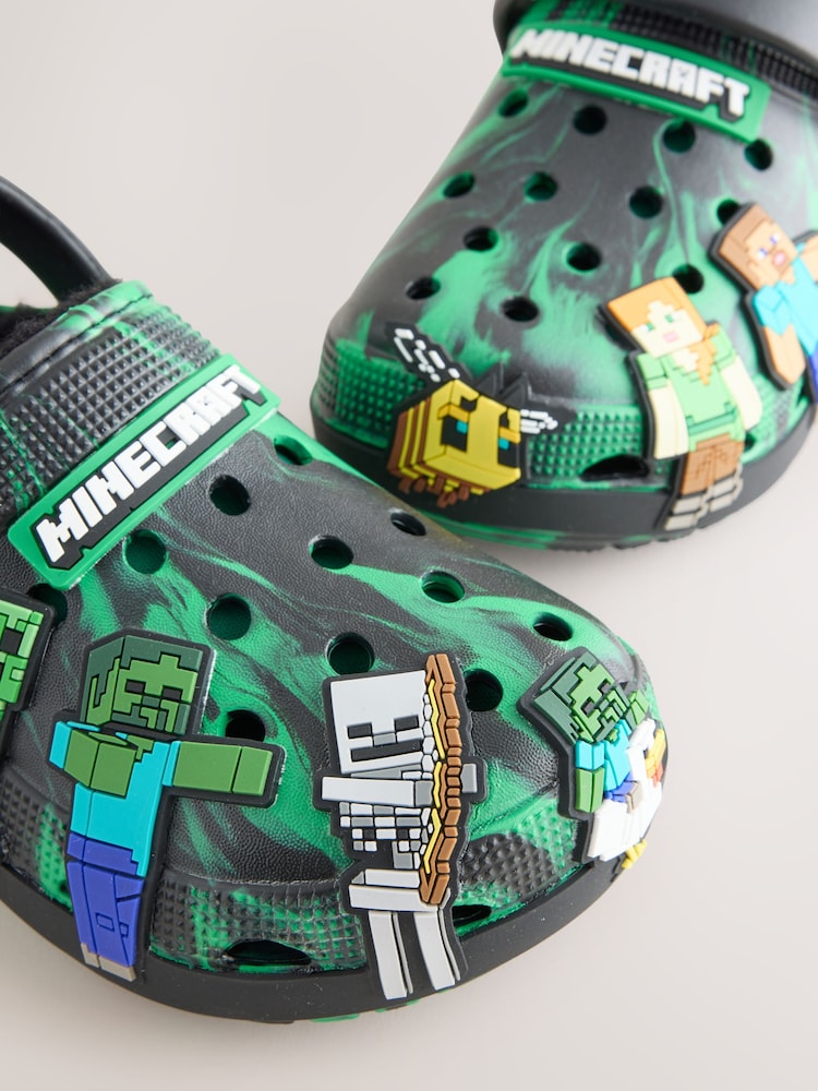 Black/Green Minecraft Warm Lined Slipper Clogs - Image 4 of 4 Black/Green Minecraft Warm Lined Slipper Clogs - Image 4 of 4
