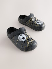 Black Football Warm Lined Slipper Clogs - Image 1 of 5