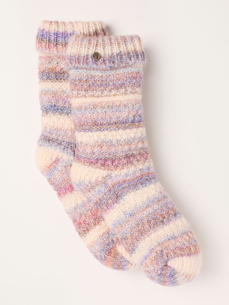 FatFace Multi Colour Textured Slipper Socks - Image 1 of 2 FatFace Multi Colour Textured Slipper Socks - Image 1 of 2
