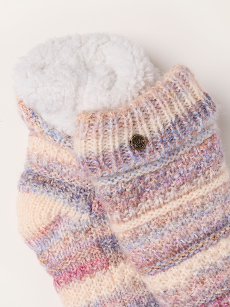 FatFace Multi Colour Textured Slipper Socks - Image 2 of 2 FatFace Multi Colour Textured Slipper Socks - Image 2 of 2