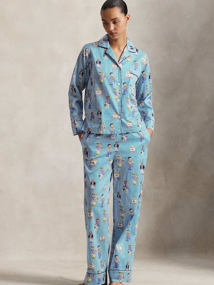 Polo Ralph Lauren Blue Madison Pyjamas Set Allover Bear - Image 1 of 3