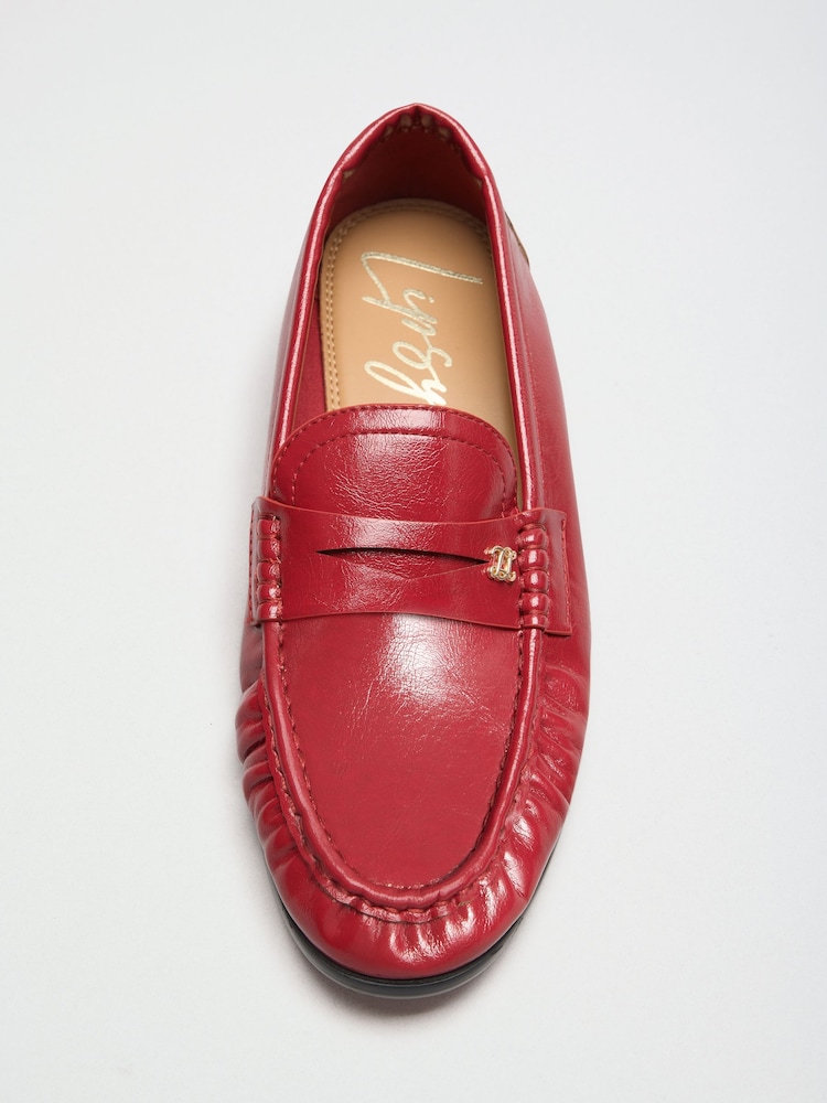 rdeča - Lipsy nabrane flat slim on z blagovno znamko pin Penny mokasini - Slika 1 iz 5