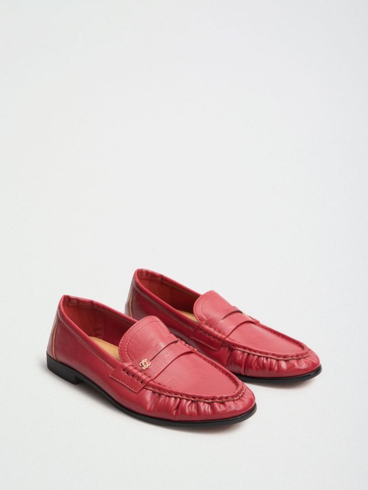 rdeča - Lipsy nabrane flat slim on z blagovno znamko pin Penny mokasini - Slika 2 iz 5