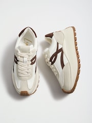 Lipsy Chocolate Brown Laceup Chunky Flatform Trainers - Image 1 of 5