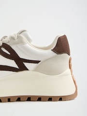Lipsy Chocolate Brown Laceup Chunky Flatform Trainers - Image 3 of 5