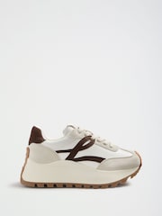Lipsy Chocolate Brown Laceup Chunky Flatform Trainers - Image 4 of 5