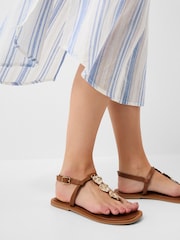 Accessorize Brown Metal Detail Strappy Sandals - Image 1 of 3