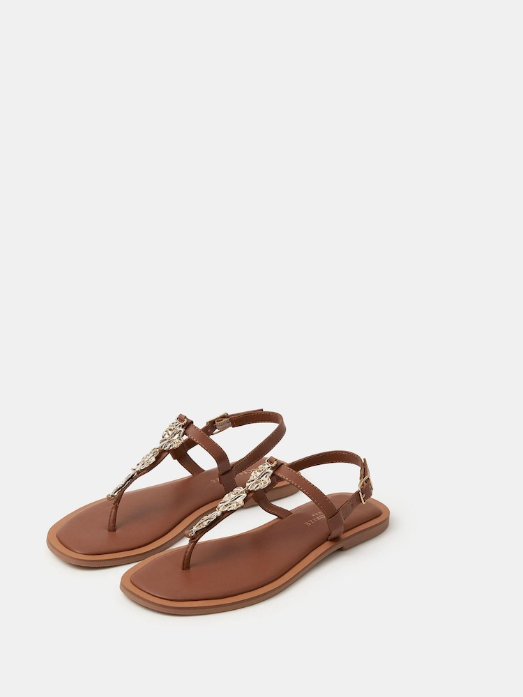 Accessorize Brown Metal Detail Strappy Sandals - Image 2 of 3