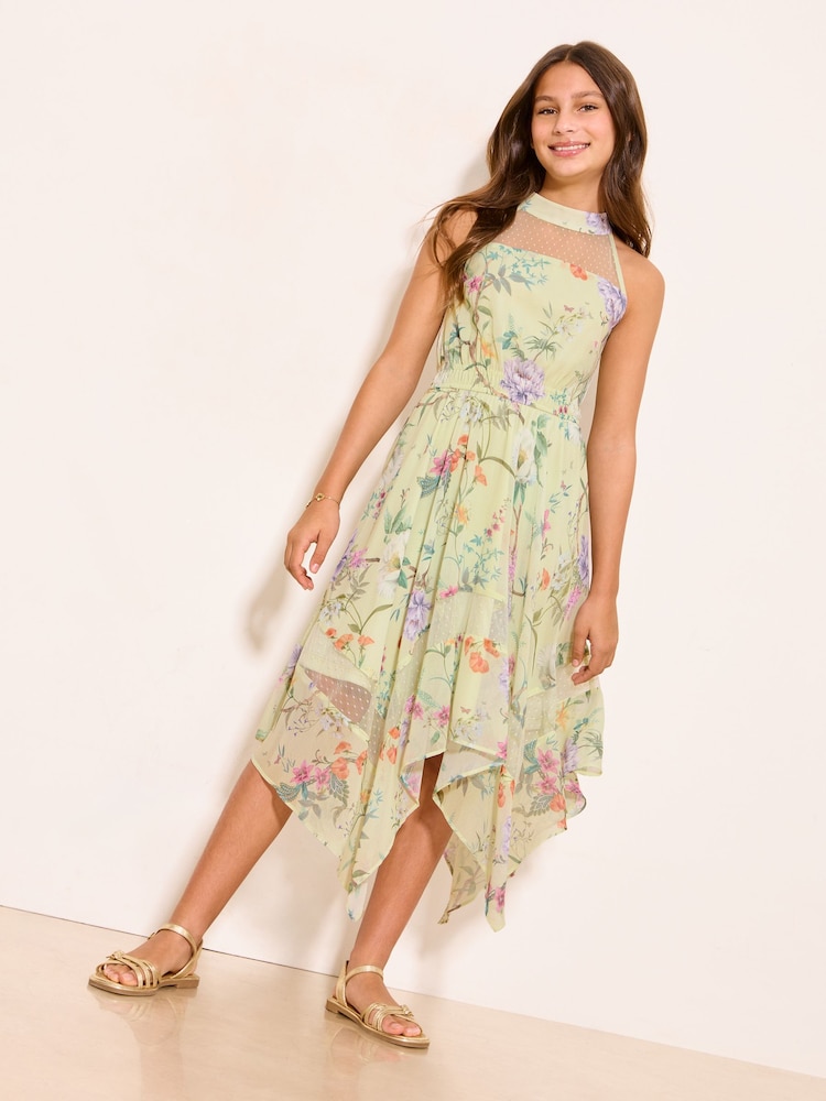 Floreale verde - Abito da cerimonia con Orlo a fazzoletto in pizzo Lipsy (5-16anni) - Immagine 1 di 5