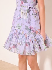 Lipsy Lilac Purple Floral Chiffon Dress (5-16yrs) - Image 3 of 4