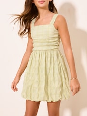 Lipsy Green Teen Gingham Bubble Hem Dress (10-16yrs) - Image 3 of 5
