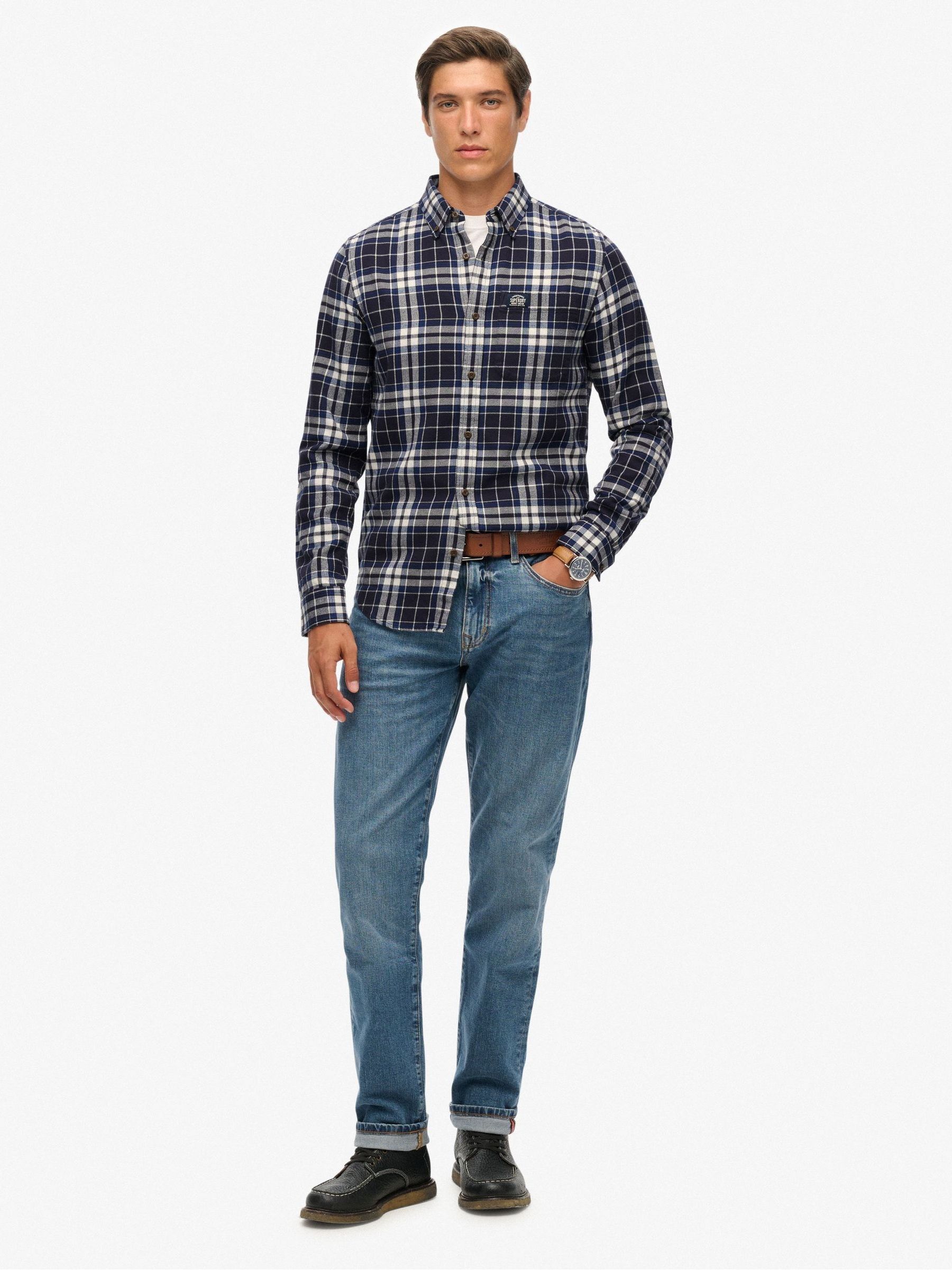 Buy Superdry Hampton Blue Check Long Sleeve Cotton Lumberjack
