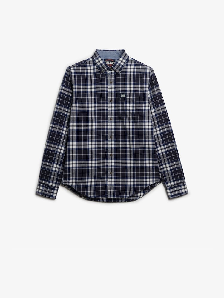 Superdry Hampton Blue Check Long Sleeve Cotton Lumberjack Shirt - Image 6 of 6