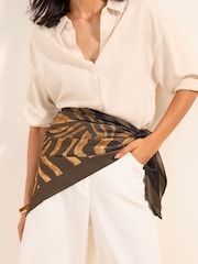 Chocolate Brown Zebra - Friends Like These Printed Multi-way Satin Head Sacrf - תמונה 1 מתוך 5