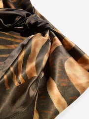 Chocolate Brown Zebra - Friends Like These Printed Multi-way Satin Head Sacrf - תמונה 5 מתוך 5