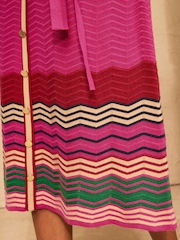 Love & Roses Pink V-Neck Striped Detail Sleeveless Knitted Midi Dress - Image 5 of 5