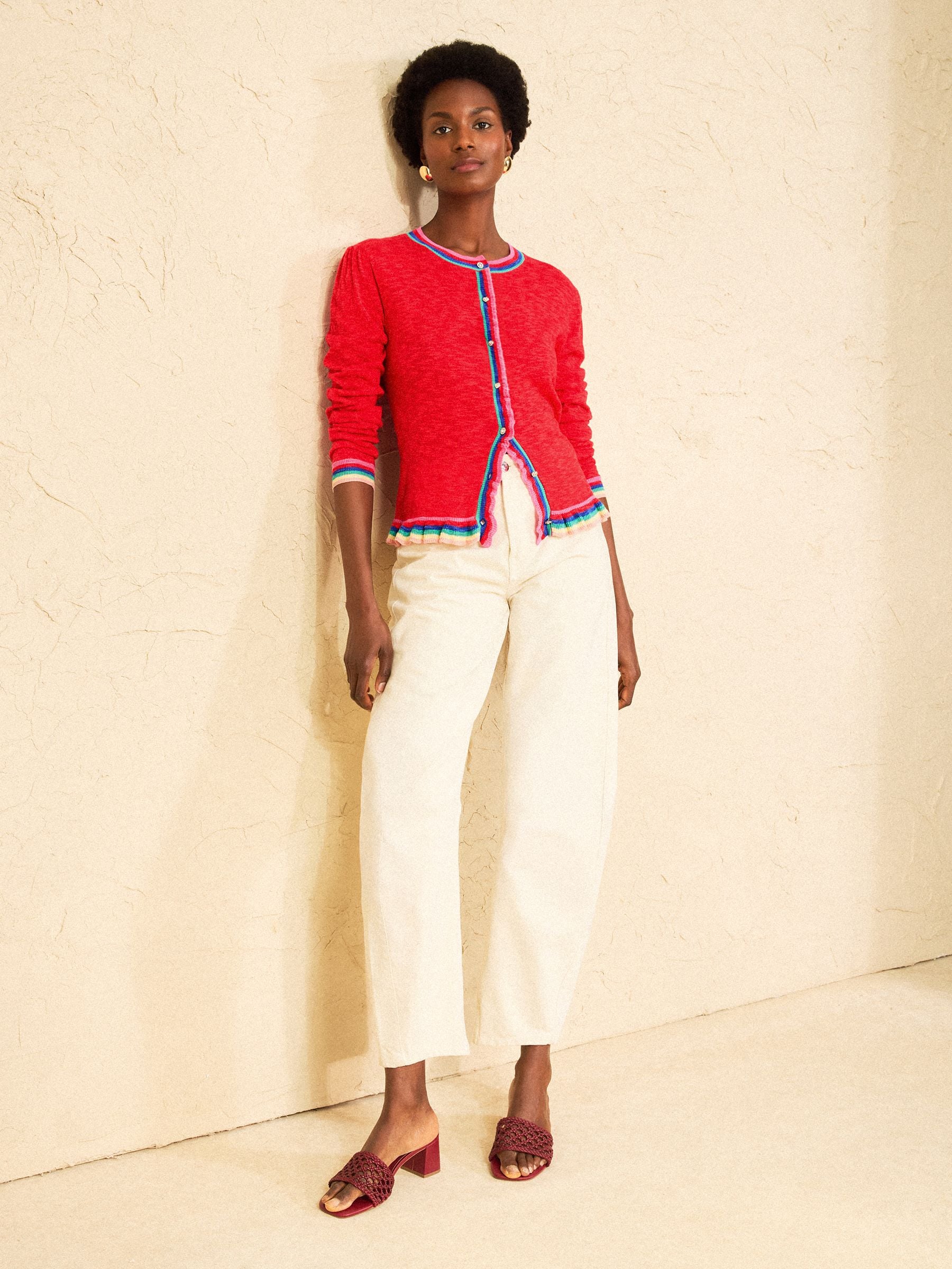トップス andmary Rosie flower knit tops red ANDMARY】Rosie flower knit tops