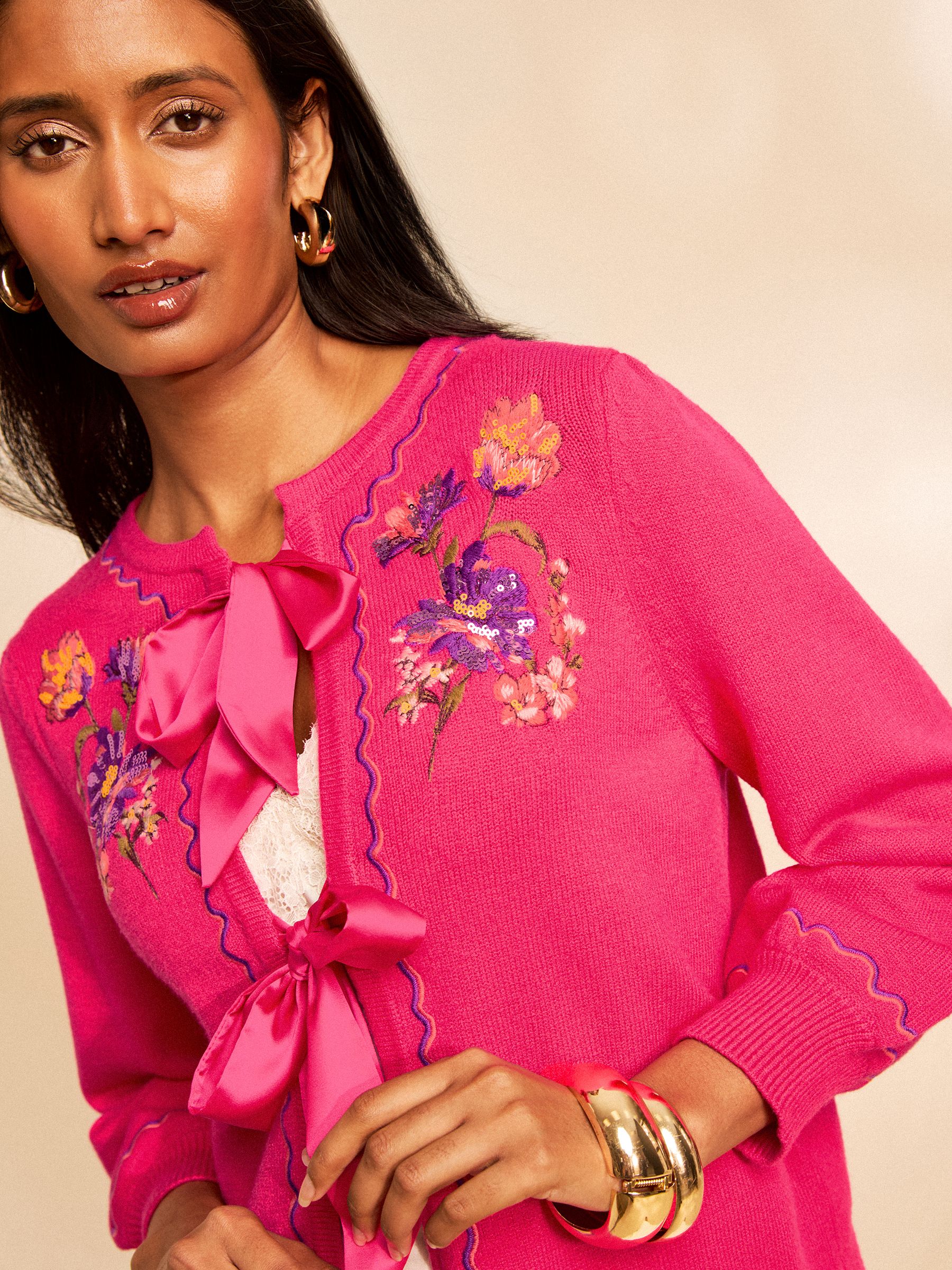 Buy Love & Roses Pink Floral Embroidered Detail SatinTie Front